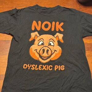 Black T-Shirt with Orange Pig Graphic